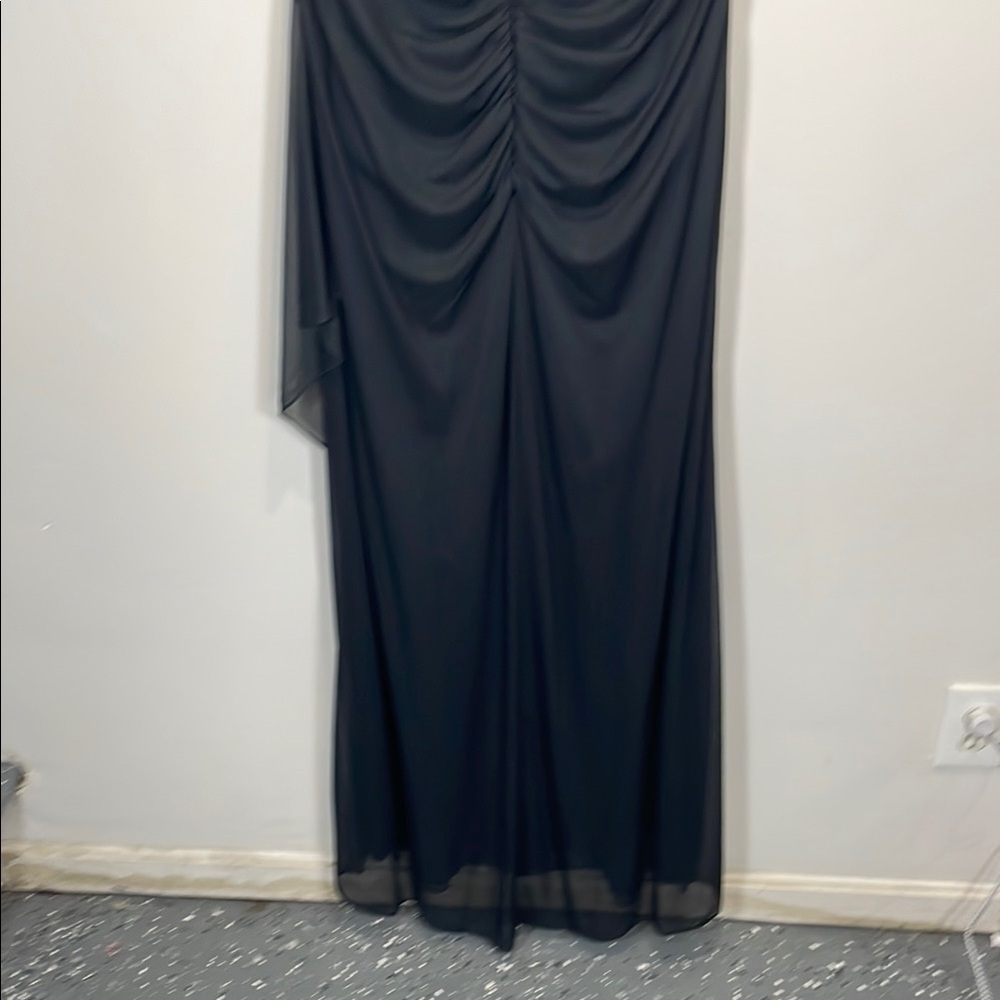 DJ Jaz Black Formal Maxi Dress Beaded Neckline Evening Gown Size 16 - Picture 10 of 11